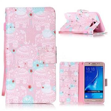 Pink Elephant Leather Wallet Phone Case for Samsung Galaxy J5 2016 J510