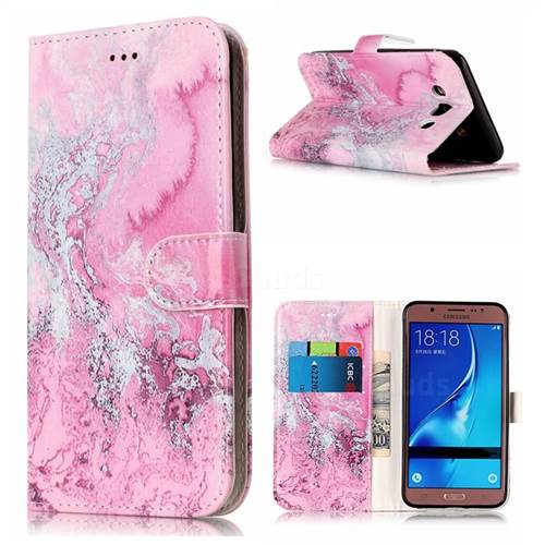 Pink Seawater PU Leather Wallet Case for Samsung Galaxy J5 2016 J510