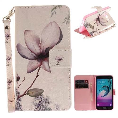 Magnolia Flower Hand Strap Leather Wallet Case for Samsung Galaxy J5 2016 J510