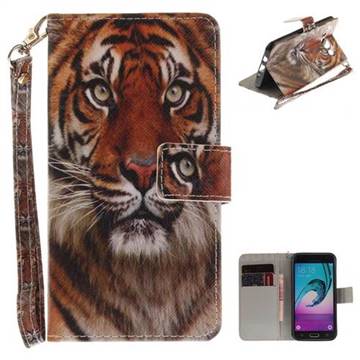 Siberian Tiger Hand Strap Leather Wallet Case for Samsung Galaxy J5 2016 J510