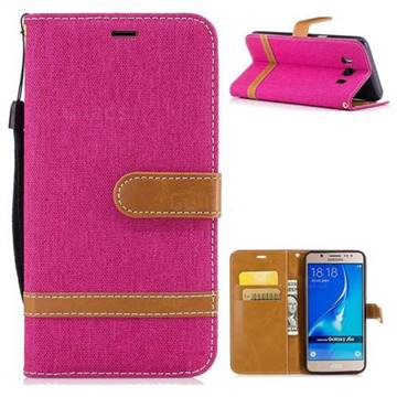 Jeans Cowboy Denim Leather Wallet Case for Samsung Galaxy J5 2016 J510 - Rose