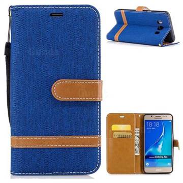 Jeans Cowboy Denim Leather Wallet Case for Samsung Galaxy J5 2016 J510 - Sapphire
