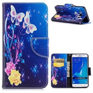 Yellow Flower Butterfly Leather Wallet Case for Samsung Galaxy J5 2016 J510