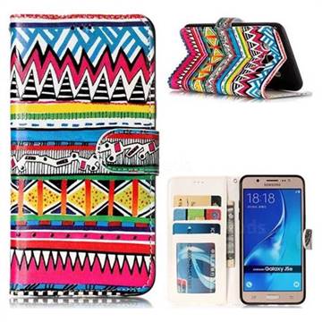 Tribal Pattern 3D Relief Oil PU Leather Wallet Case for Samsung Galaxy J5 2016 J510