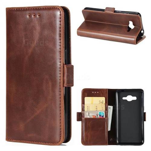 Luxury Crazy Horse PU Leather Wallet Case for Samsung Galaxy J5 2016 J510 - Coffee