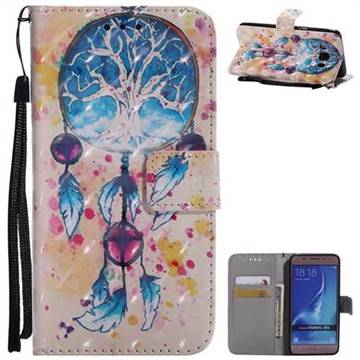 Blue Dream Catcher 3D Painted Leather Wallet Case for Samsung Galaxy J5 2016 J510