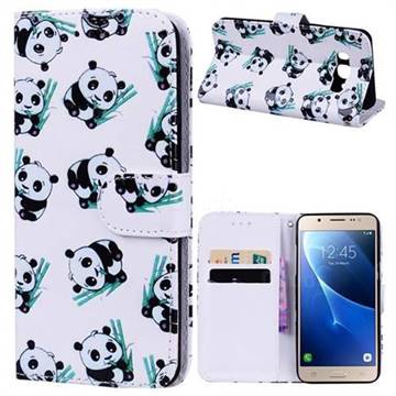 Bamboo Panda 3D Relief Oil PU Leather Wallet Case for Samsung Galaxy J5 2016 J510