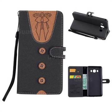 Ladies Bow Clothes Pattern Leather Wallet Phone Case for Samsung Galaxy J5 2016 J510 - Black