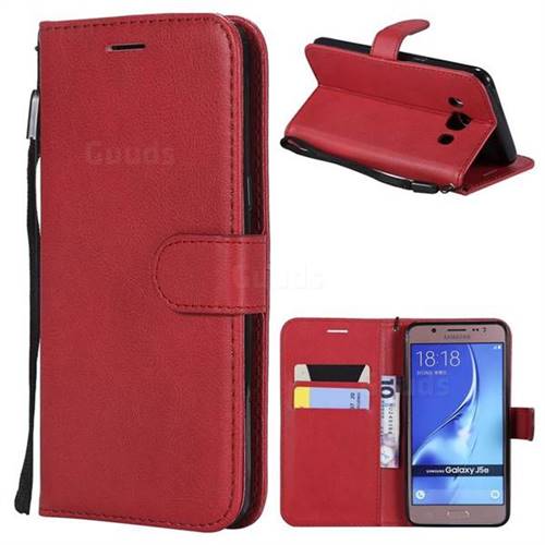 Retro Greek Classic Smooth PU Leather Wallet Phone Case for Samsung Galaxy J5 2016 J510 - Red