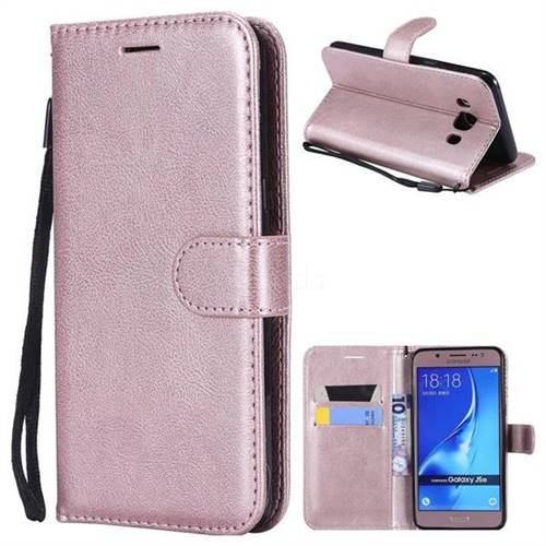 Retro Greek Classic Smooth PU Leather Wallet Phone Case for Samsung Galaxy J5 2016 J510 - Rose Gold
