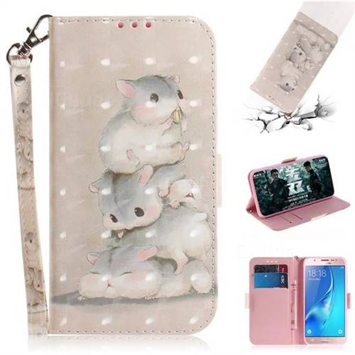Three Squirrels 3D Painted Leather Wallet Phone Case for Samsung Galaxy J5 2016 J510