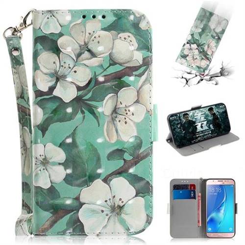 Watercolor Flower 3D Painted Leather Wallet Phone Case for Samsung Galaxy J5 2016 J510