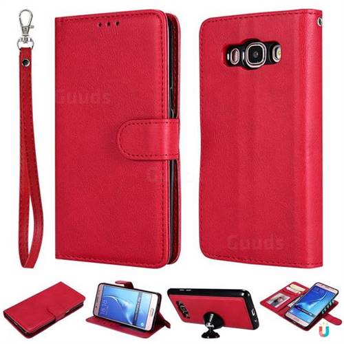 Retro Greek Detachable Magnetic PU Leather Wallet Phone Case for Samsung Galaxy J5 2016 J510 - Red