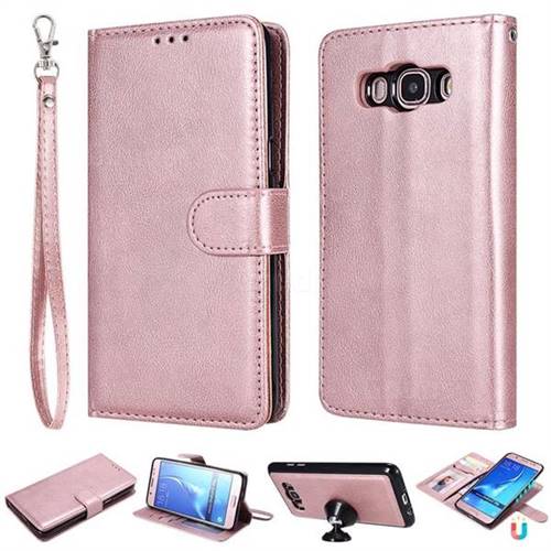Retro Greek Detachable Magnetic PU Leather Wallet Phone Case for Samsung Galaxy J5 2016 J510 - Rose Gold