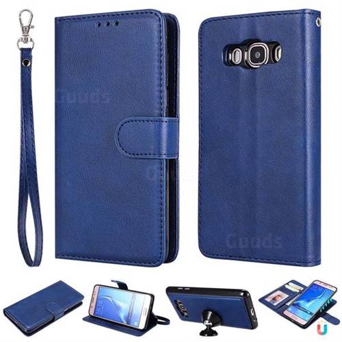 Retro Greek Detachable Magnetic PU Leather Wallet Phone Case for Samsung Galaxy J5 2016 J510 - Blue