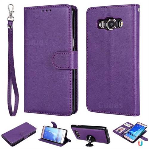 Retro Greek Detachable Magnetic PU Leather Wallet Phone Case for Samsung Galaxy J5 2016 J510 - Purple