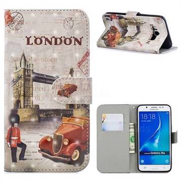 Retro London 3D Painted Leather Phone Wallet Case for Samsung Galaxy J5 2016 J510