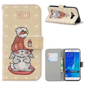 Hello Rabbit 3D Painted Leather Phone Wallet Case for Samsung Galaxy J5 2016 J510