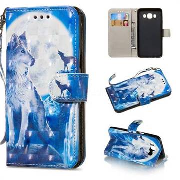 Ice Wolf 3D Painted Leather Wallet Phone Case for Samsung Galaxy J5 2016 J510