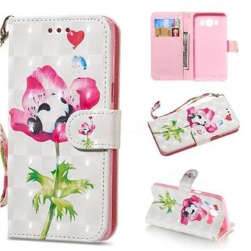 Flower Panda 3D Painted Leather Wallet Phone Case for Samsung Galaxy J5 2016 J510