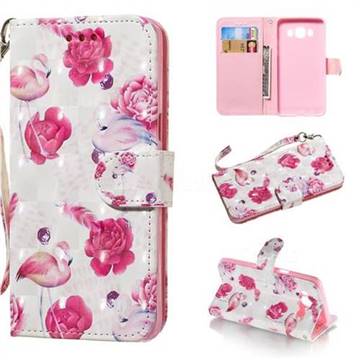Flamingo 3D Painted Leather Wallet Phone Case for Samsung Galaxy J5 2016 J510
