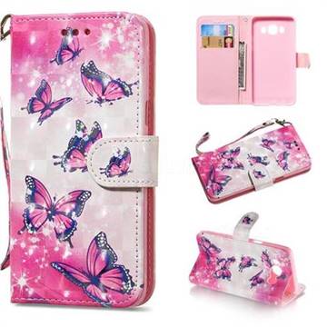 Pink Butterfly 3D Painted Leather Wallet Phone Case for Samsung Galaxy J5 2016 J510