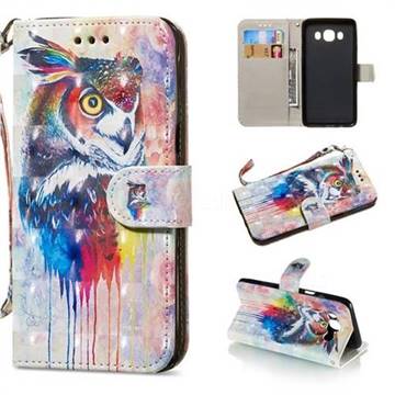 Watercolor Owl 3D Painted Leather Wallet Phone Case for Samsung Galaxy J5 2016 J510