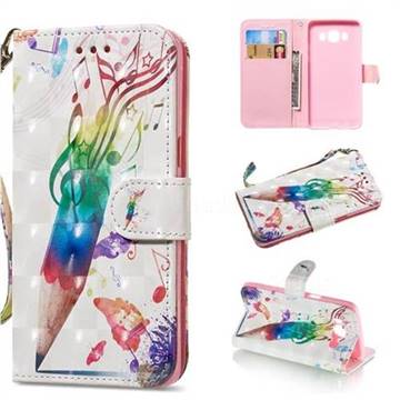 Music Pen 3D Painted Leather Wallet Phone Case for Samsung Galaxy J5 2016 J510