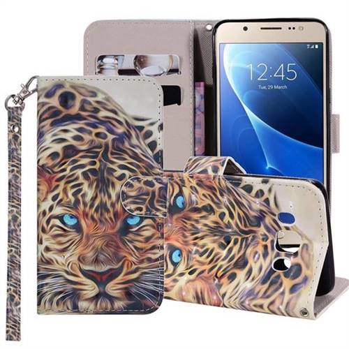 Leopard 3D Painted Leather Phone Wallet Case Cover for Samsung Galaxy J5 2016 J510