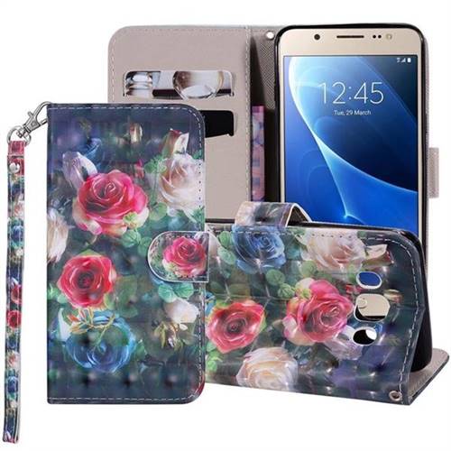 Rose Flower 3D Painted Leather Phone Wallet Case Cover for Samsung Galaxy J5 2016 J510