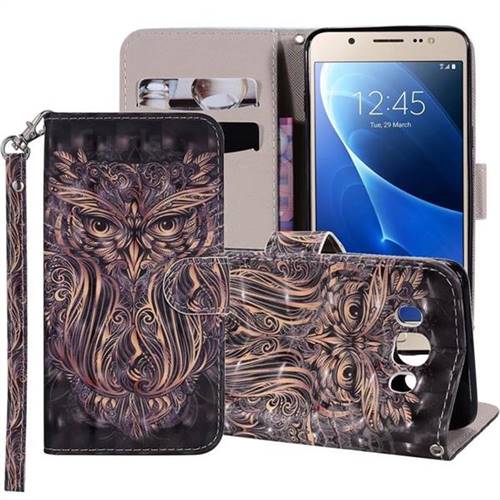 Tribal Owl 3D Painted Leather Phone Wallet Case Cover for Samsung Galaxy J5 2016 J510
