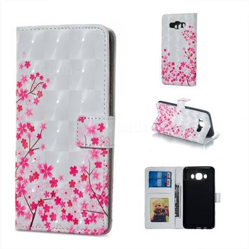 Cherry Blossom 3D Painted Leather Phone Wallet Case for Samsung Galaxy J5 2016 J510