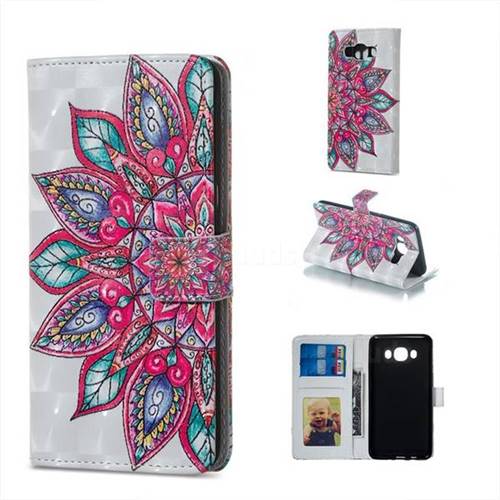 Mandara Flower 3D Painted Leather Phone Wallet Case for Samsung Galaxy J5 2016 J510