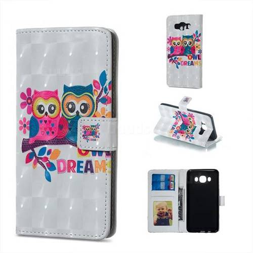 Couple Owl 3D Painted Leather Phone Wallet Case for Samsung Galaxy J5 2016 J510