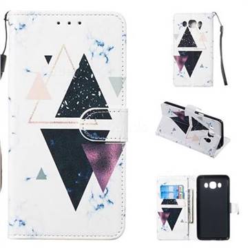 Triangle Marble Smooth Leather Phone Wallet Case for Samsung Galaxy J5 2016 J510