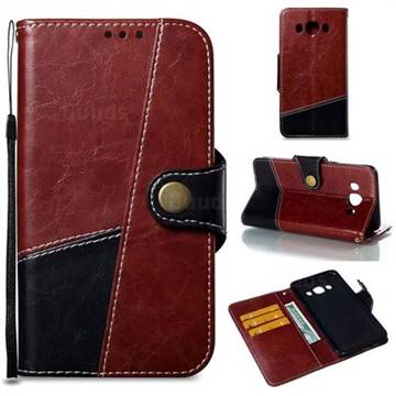 Retro Magnetic Stitching Wallet Flip Cover for Samsung Galaxy J5 2016 J510 - Dark Red