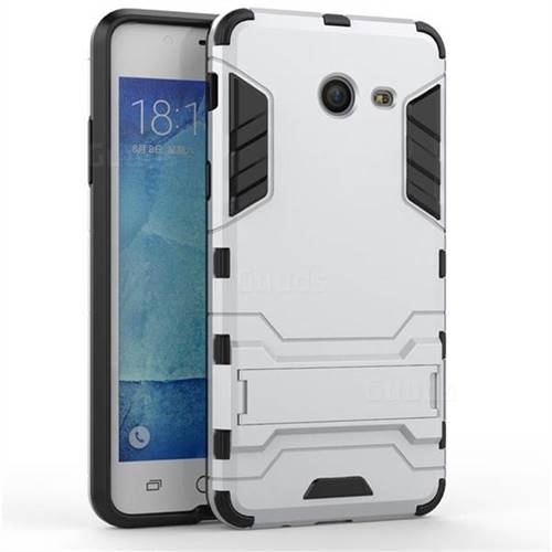 Armor Premium Tactical Grip Kickstand Shockproof Dual Layer Rugged Hard Cover for Samsung Galaxy J5 2017 US Edition - Silver