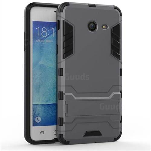 Armor Premium Tactical Grip Kickstand Shockproof Dual Layer Rugged Hard Cover for Samsung Galaxy J5 2017 US Edition - Gray