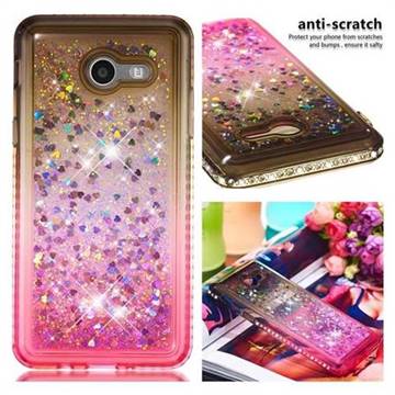 Diamond Frame Liquid Glitter Quicksand Sequins Phone Case for Samsung Galaxy J5 2017 US Edition - Gray Pink