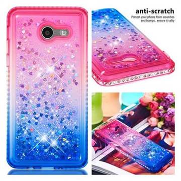Diamond Frame Liquid Glitter Quicksand Sequins Phone Case for Samsung Galaxy J5 2017 US Edition - Pink Blue