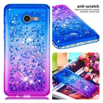 Diamond Frame Liquid Glitter Quicksand Sequins Phone Case for Samsung Galaxy J5 2017 US Edition - Blue Purple