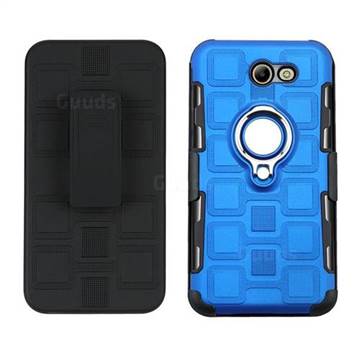 3 in 1 PC + Silicone Leather Phone Case for Samsung Galaxy J5 2017 US Edition - Dark Blue