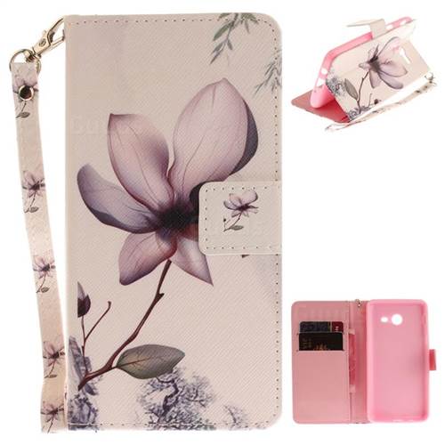 Magnolia Flower Hand Strap Leather Wallet Case for Samsung Galaxy J5 2017 J5 US Edition