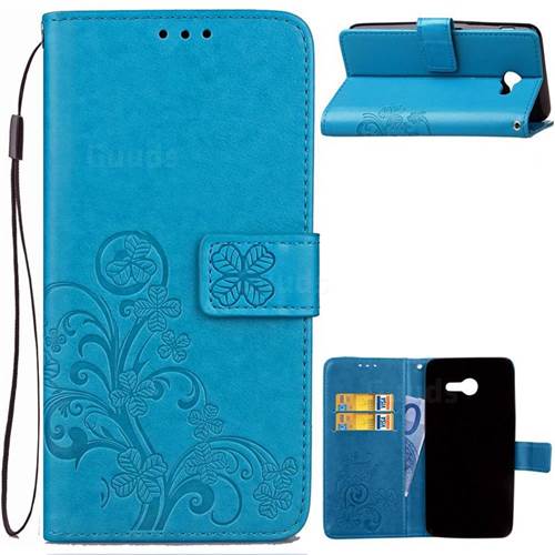 Embossing Imprint Four-Leaf Clover Leather Wallet Case for Samsung Galaxy J5 2017 J5 US Edition - Blue