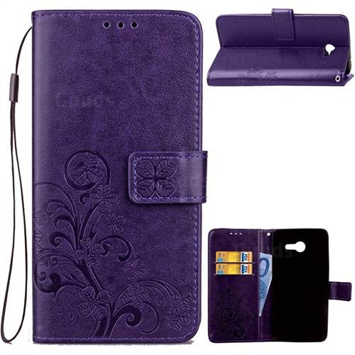 Embossing Imprint Four-Leaf Clover Leather Wallet Case for Samsung Galaxy J5 2017 J5 US Edition - Purple
