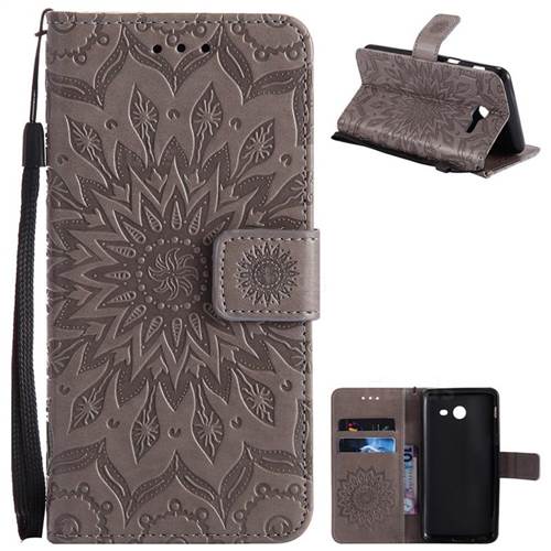 Embossing Sunflower Leather Wallet Case for Samsung Galaxy J5 2017 J5 US Edition - Gray