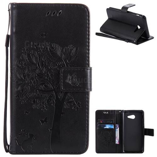 Embossing Butterfly Tree Leather Wallet Case for Samsung Galaxy J5 2017 J5 US Edition - Black