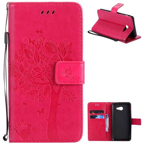 Embossing Butterfly Tree Leather Wallet Case for Samsung Galaxy J5 2017 J5 US Edition - Rose