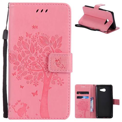 Embossing Butterfly Tree Leather Wallet Case for Samsung Galaxy J5 2017 J5 US Edition - Pink