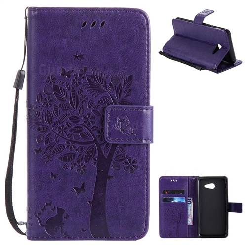 Embossing Butterfly Tree Leather Wallet Case for Samsung Galaxy J5 2017 J5 US Edition - Purple